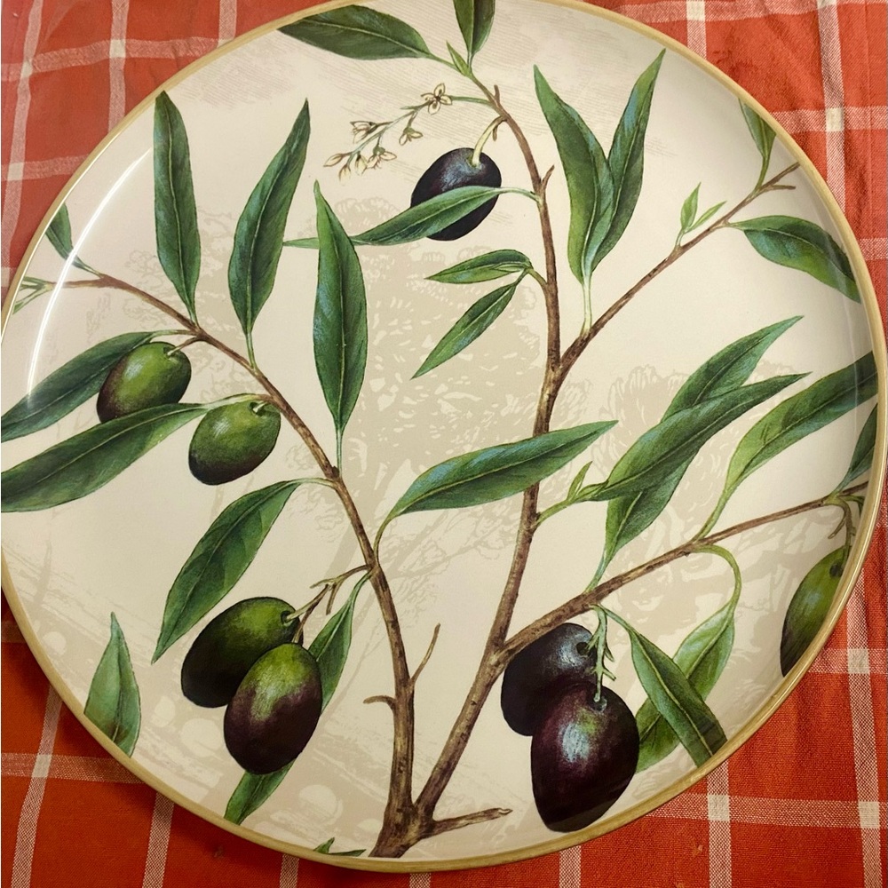 Williams Sonoma Olive Branch Ceramic Server  13” Plate